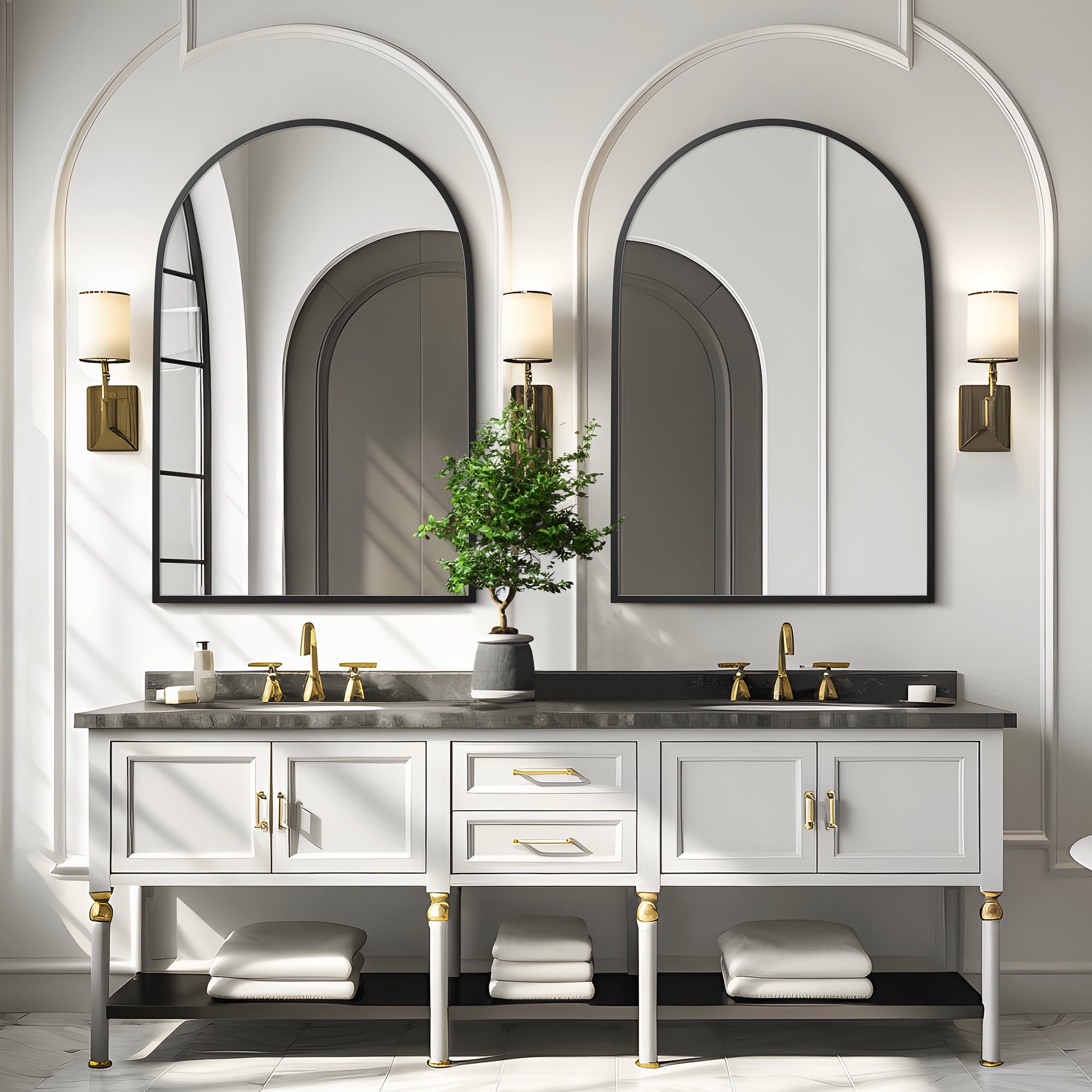 Arch Mirror Bathroom Wall shops Mounted Mirrors Gold